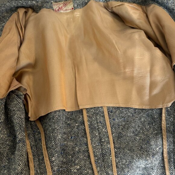 Vintage 60s Black Tweed California Made Fitted Original Marilyn Blazer Jacket - Picture 5 of 9